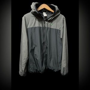 PELOTONIA High Roller Lined Windbreaker Full Zip Hooded Jacket color Black Grey